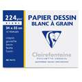 Pochette papier dessin à grain Clairefontaine, 224 g/m², 24 cm x 32 cm, 24 x 32 cm - 224 g/m² - 12 feuilles