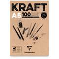 Bloc Kraft brun 90 g/m² Clairefontaine, A5, 14,8 cm x 21 cm, 90 g/m², Bloc collé 1 côté