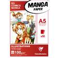 Blocs Manga Illustrations Clairefontaine, A5, 14,8 cm x 21 cm, 100 g/m², Lisse, Bloc collé 1 côté 50 feuilles