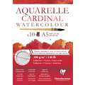 Papier Aquarelle Cardinal Clairefontaine, A5, 14,8 cm x 21 cm, 300 g/m², Torchon|Fin, Bloc collé 1 côté
