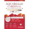 Papier Aquarelle Cardinal Clairefontaine, A4, 21 cm x 29,7 cm, 300 g/m², Torchon|Fin, Bloc collé 1 côté