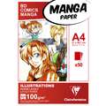 Blocs Manga Illustrations Clairefontaine, A4, 21 cm x 29,7 cm, 100 g/m², Lisse, Bloc collé 1 côté 50 feuilles