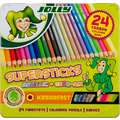 Sets de crayons de couleur Supersticks Jolly, Couleurs métalliques / fluo, 24 crayons