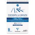 Bloc spiralé Dessin à Grain 180 g/m² Clairefontaine, A5, 14,8 cm x 21 cm, 180 g/m², Mat, Bloc spiralé