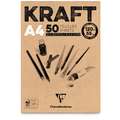 Bloc Kraft brun 120 g/m² Clairefontaine, A4 -21 x 29,7 cm, 120 g/m², Côtelé
