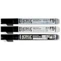 Set d'acrylic Marker 1,2mm Pébéo, 3 marqueurs - Argent, blanc et noir, Set