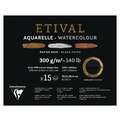 Papier aquarelle Etival noir Clairefontaine - 300g/m², 20,3 x 25,4 cm - 15 feuilles, Bloc collé 1 côté, 20,3 x 25,4 cm - 15 feuilles