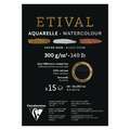Papier aquarelle Etival noir Clairefontaine - 300g/m², A4 - 21 x 29,7 cm - 15 feuilles, A4 - 21 x 29,7 cm - 15 feuilles