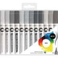 Set de marqueurs pinceau Aqua Color Brush Molotow™, Gris - 12 marqueurs