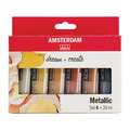 Coffret 6 tubes acrylique Amsterdam Royal Talens, Coffret métal, 6 x 20 ml, Set