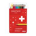 Coffret métallique de crayons permanents SwissColor Caran d'Ache, 12 crayons, Set