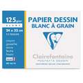 Pochette papier dessin à grain Clairefontaine, 125 g/m², 24 cm x 32 cm, 24 x 32 cm - 125 g/m² - 12 feuilles