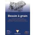 Bloc Dessin à Grain 224 g/m² Clairefontaine, A4, 21 cm x 29,7 cm, 224 g/m², Rugueux, Bloc collé 1 côté