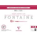 Papier Aquarelle Fontaine de Clairefontaine (Grain Fin 300g/m²), 23 x 31 cm, 300 g/m², Fin, Bloc collé 4 côtés