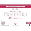Papier Aquarelle Fontaine de Clairefontaine (Grain Fin 300g/m²), 26 x 36 cm, 300 g/m², Fin, Bloc collé 4 côtés