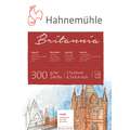 Bloc de papier blanc aquarelle Britannia Hahnemuehle, 17 cm x 24 cm, 300 g/m², 12 feuilles - collé 4 côtés, 1. Grain fin