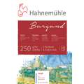 Bloc aquarelle Burgund de Hahnemühle, 17 cm x 24 cm, Bloc collé 4 côtés, 250 g/m², Rugueux