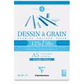 Bloc Dessin à Grain 125 g/m² Clairefontaine, A5, 14,8 cm x 21 cm, 125 g/m², Fin, Bloc collé 1 côté