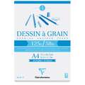 Bloc Dessin à Grain 125 g/m² Clairefontaine, A4, 21 cm x 29,7 cm, 125 g/m², Fin, Bloc collé 1 côté