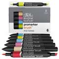 Sets de 6 marqueurs Promarker Brush Winsor & Newton, tons moyens