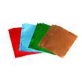 Lot 12 feuilles metal à repousser O'Color, une face argent et une face colorée (bleu, vert rouge et cuivre), Paquet de 12 pièces