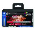 Sets de 6 feutres pigment brush pen 371 Staedtler, Rouges/Bruns, Set, Pointe pinceau