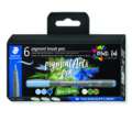 Sets de 6 feutres pigment brush pen 371 Staedtler, Verts/Bleus, Set, Pointe pinceau