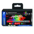 Sets de 6 feutres pigment brush pen 371 Staedtler, Classique, Set, Pointe pinceau