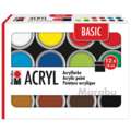 Set peinture acrylique Basic Marabu, 12 couleurs, Set