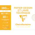 Pochette dessin et lavis technique Clairefontaine, 160 g/m², 10 feuilles, DIN A3, 29,7 cm x 42 cm