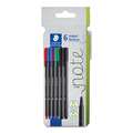 Set de feutres Triplus Fineliner 334 Staedtler, 6 feutres, 0,3 mm, Pointe sertie de métal