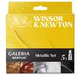 Sets thématiques de 5 couleurs acrylique Galeria Winsor & Newton, Métalliques