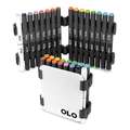 Coffret de 16 demi-marqueurs pointe pinceau + 16 demi-marqueurs pointe biseautée OLO, Basic