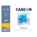 Papier Canson Montval, A2, 42 cm x 59,4 cm, 300 g/m², Fin, Bloc collé 1 côté, 12 feuilles