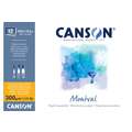 Papier Canson Montval, 10,5 cm x 15,5 cm, 300 g/m², Fin, Bloc collé 4 côtés, 12 feuilles