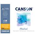 Papier Canson Montval, 19 cm x 24 cm, 300 g/m², Fin, Bloc collé 4 côtés, 12 feuilles