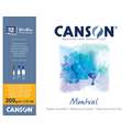 Papier Canson Montval, 30 cm x 40 cm, 300 g/m², Fin, Bloc collé 4 côtés, 12 feuilles