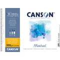 Papier Canson Montval, 32 cm x 41 cm, 300 g/m², Fin, Bloc spiralé, 12 feuilles