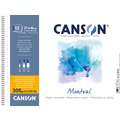 Papier Canson Montval, 37 cm x 46 cm, 300 g/m², Fin, Bloc spiralé, 12 feuilles