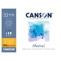 Papier Canson Montval, 18 cm x 25 cm, 300 g/m², Fin, Bloc collé 1 côté, 12 feuilles