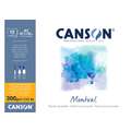 Papier Canson Montval, A3, 29,7 cm x 42 cm, 300 g/m², Fin, Bloc collé 1 côté, 12 feuilles