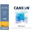 Papier Canson Montval, 36 cm x 48 cm, 300 g/m², Fin, Bloc collé 1 côté, 12 feuilles