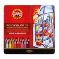 Coffrets en métal de crayons de couleurs Polycolor Koh-I-Noor, 24 crayons assortis, Set