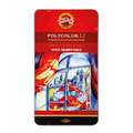 Coffrets en métal de crayons de couleurs Polycolor Koh-I-Noor, 12 crayons assortis, Set