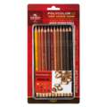 Coffrets en métal de crayons de couleurs Polycolor Koh-I-Noor, 12 crayons nuances de bruns, Set