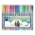 Set de feutres Triplus Fineliner 334 Staedtler, 20 feutres, 0,3 mm, Pointe sertie de métal