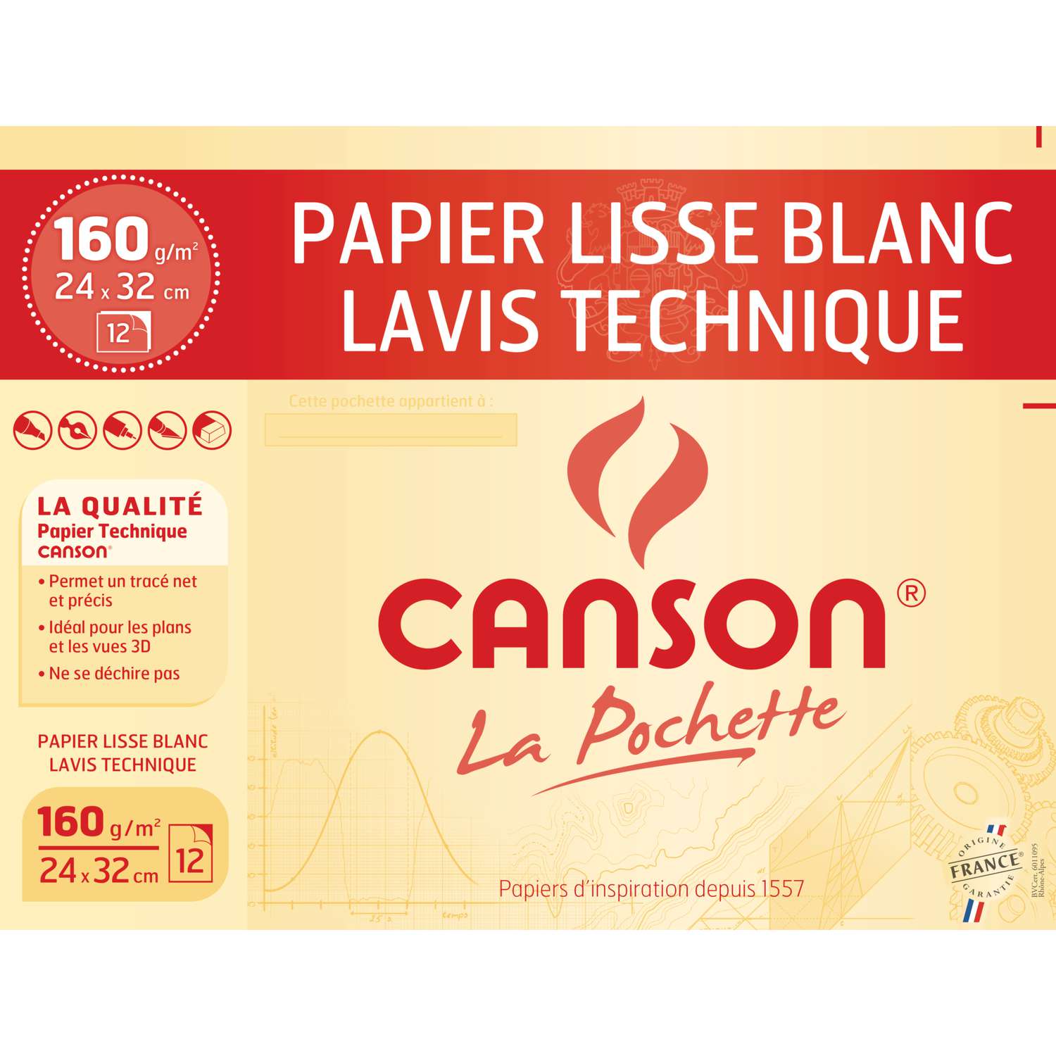 Canson Lavis Technique 200031115 Papier à dessin A3 29,7 x 42 cm
