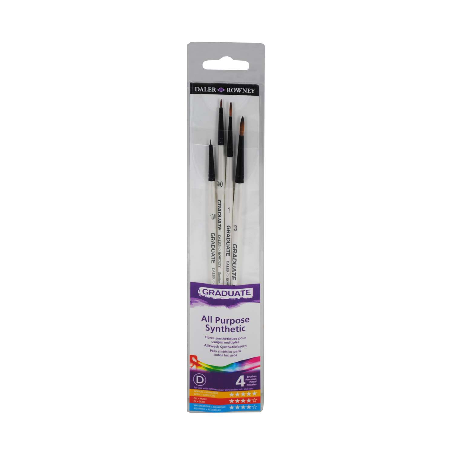 Daler Rowney Graduate Pinselborsten-Set – 4 Pinsel Für Künstler & Hobby-Maler