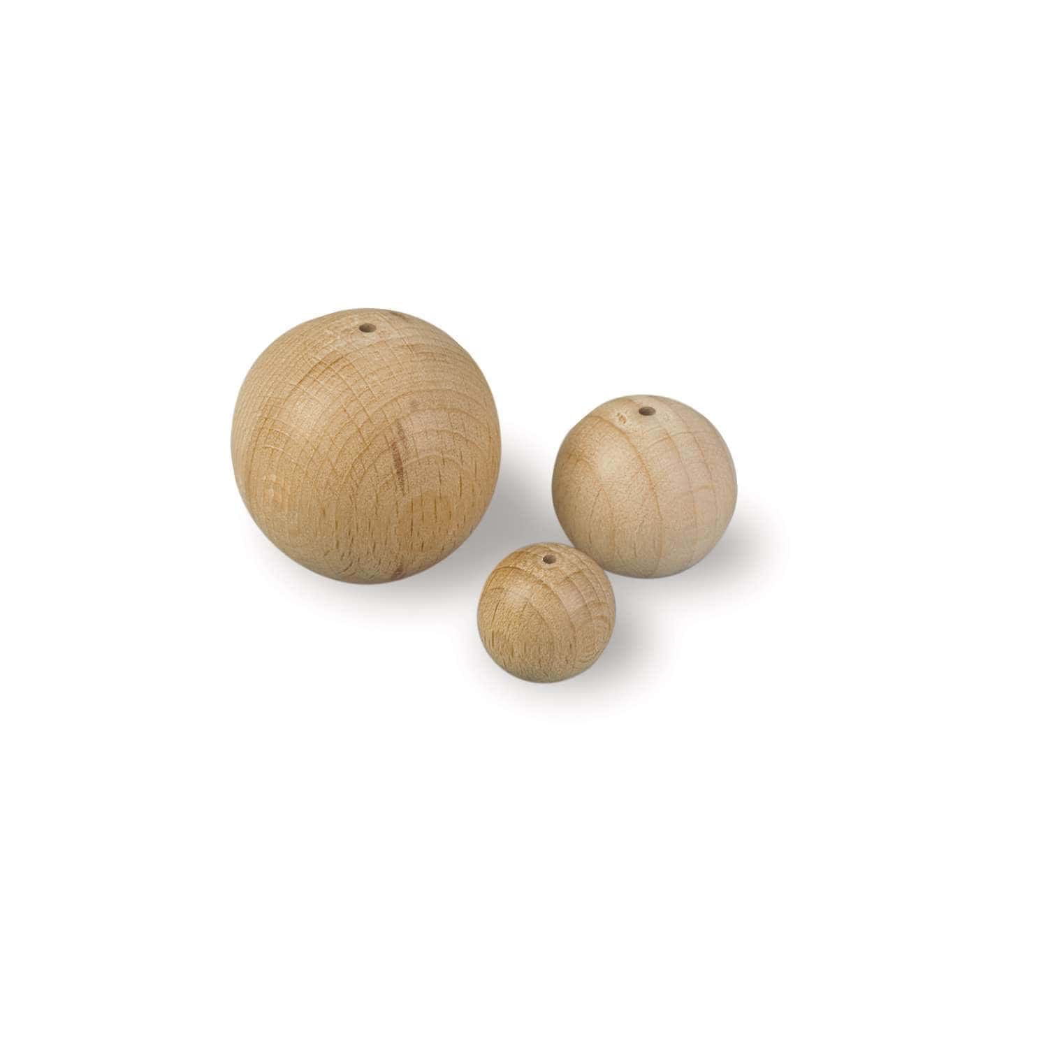Boules en bois pour modélisme, Ø 40 - Ø trou 5 mm - paquet 50 boules  51410040
