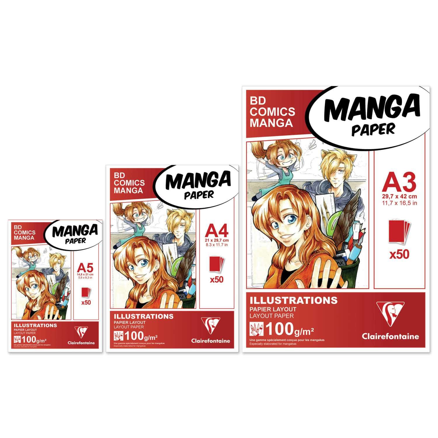 Papier manga et comics Clairefontaine, paquet de 40 feuilles